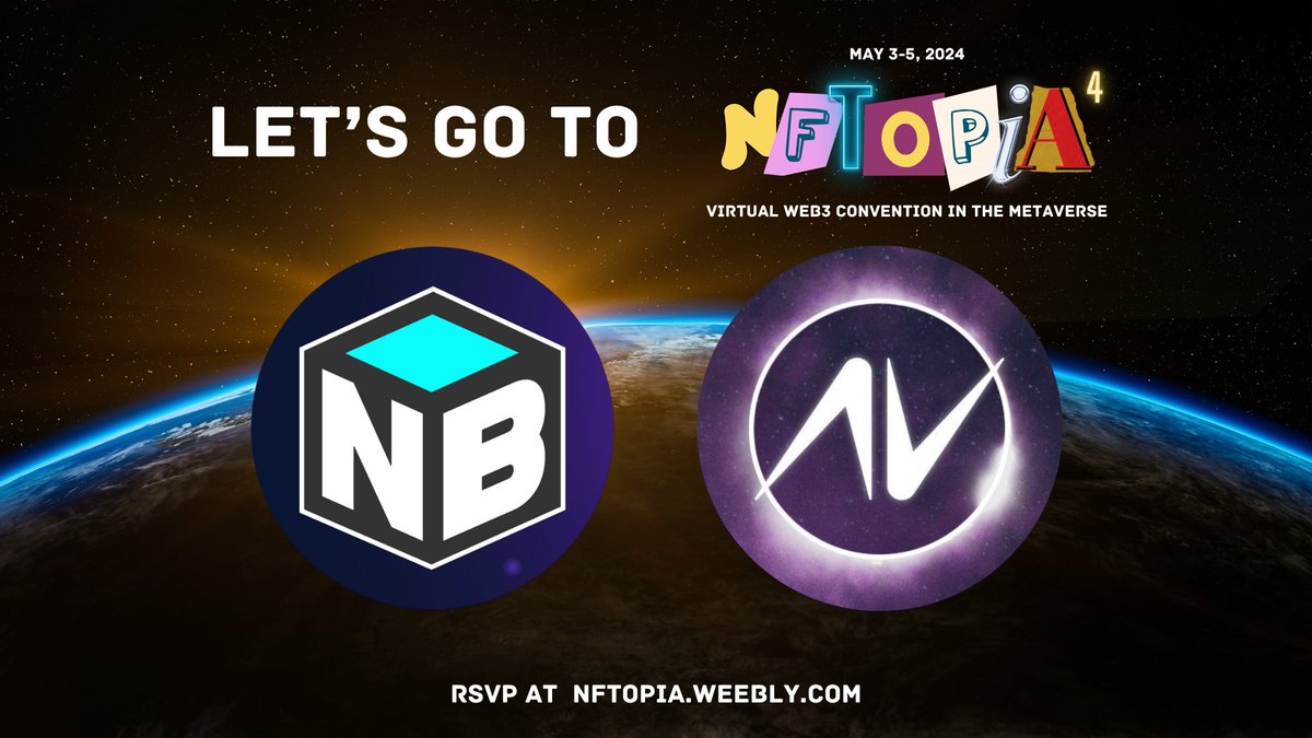 Prepare for liftoff as @neftyblocks and @intraVerse_Game enter NFTOPIA 4 this May 3-5, 2024!

RSVP at:  bit.ly/rsvp-nftopia4

#nftopia4