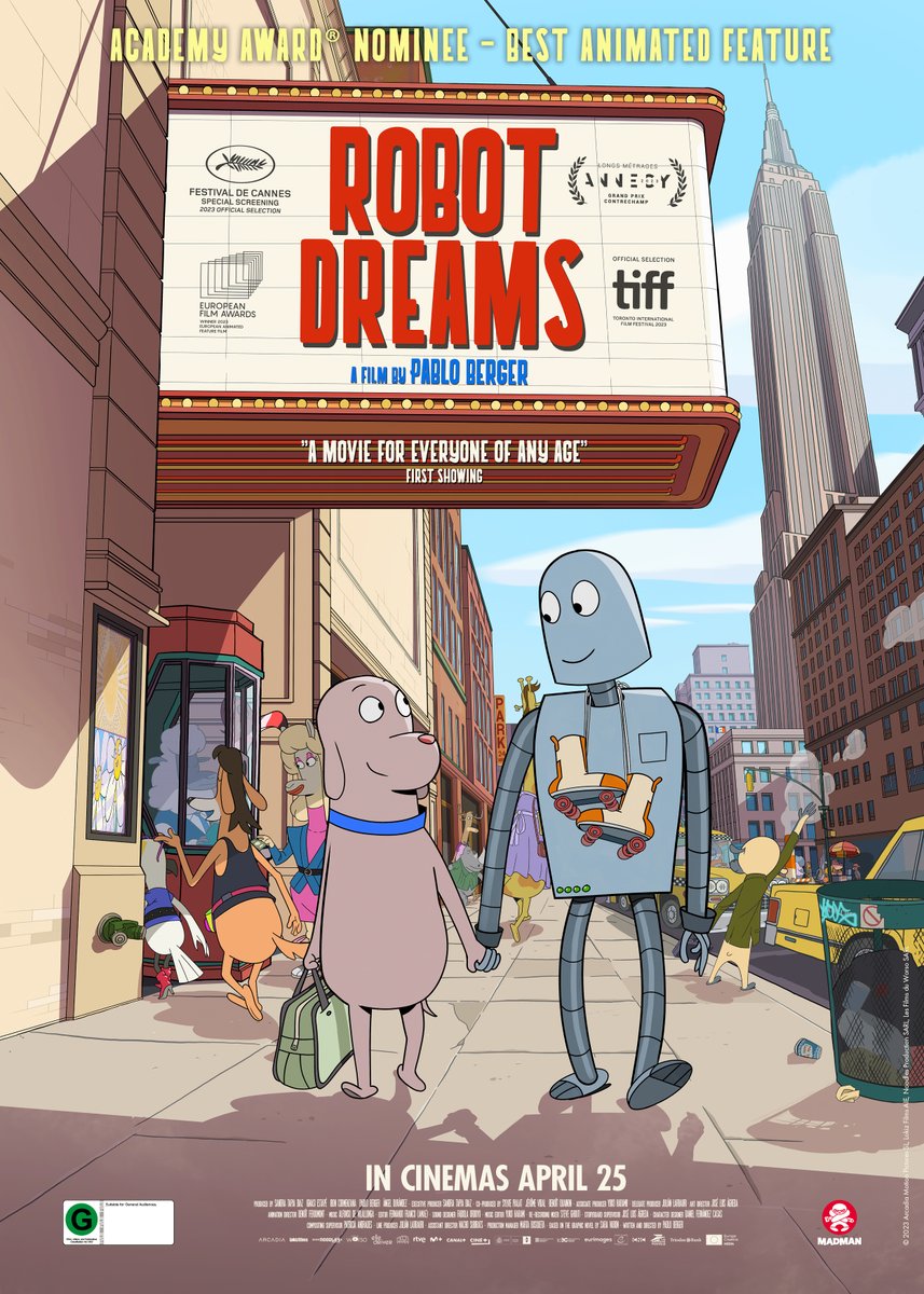 You can see ROBOT DREAMS in four main centres next Wednesday 24 April at sneak peek preview screenings, in collaboration with Square Eyes Film Foundation 🎉 Get your tickets here: madman.co.nz/robot-dreams/ #RobotDreams