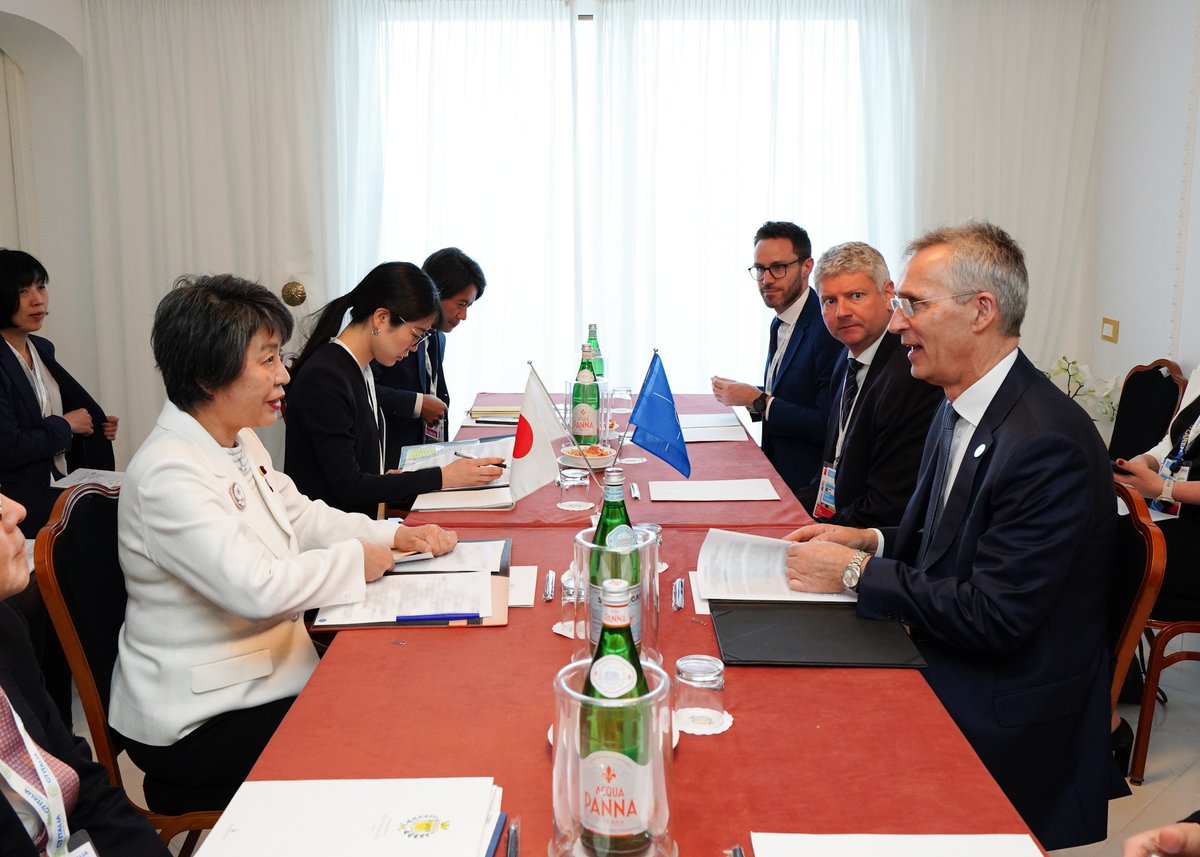 On April 18, FM Kamikawa, held a meeting with #NATO Secretary General Stoltenberg, during her visit to Italy for attending the G7 Foreign Ministers' Meeting. #WPS #Ukraine