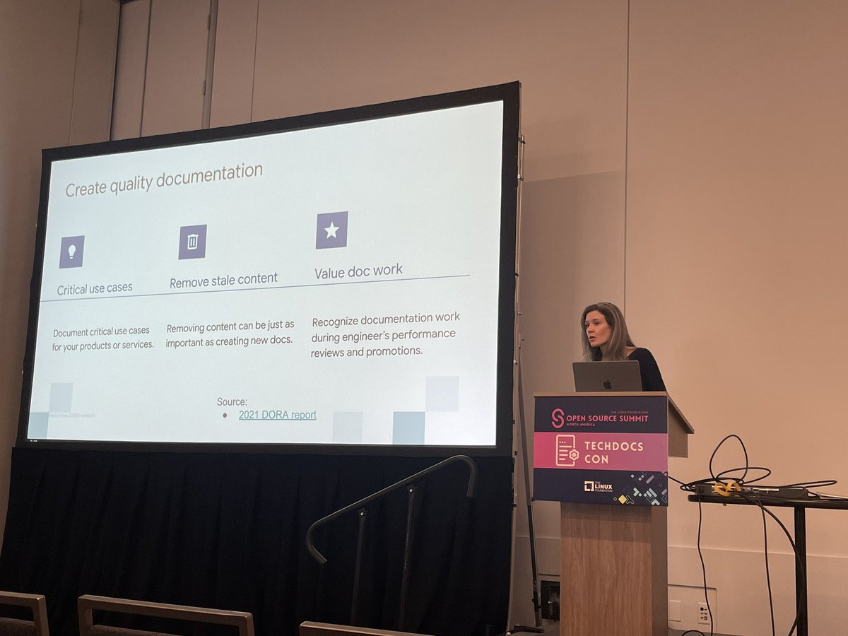 “Documentation work is engineering work.” -Michelle Irvine #OSSummit #DORA #GBGB