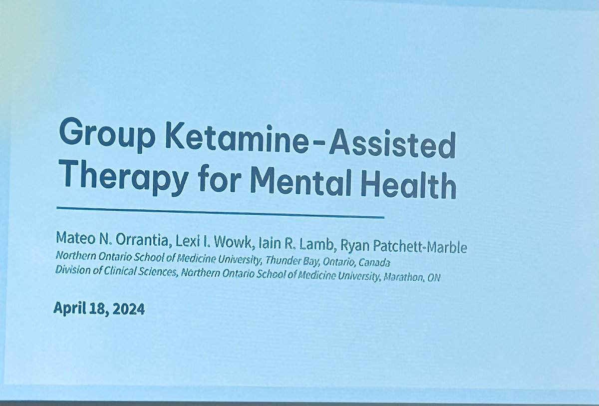 This presentation at #SRPC2024 is a game-changer building off the pioneering #RootsToThrive #Ketamine assisted #therapy #MentalHealth treatment in groups w medication enhanced #neuroplasticity At @NorthIslandCHC we are moving forward with this #Community @SRPCanada @snewbery1