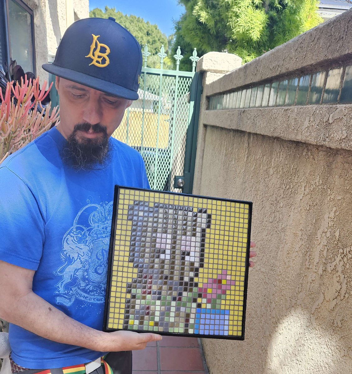 I made a physical mosaic of my @akidcalledbeast #BitBeast to hang in the studio