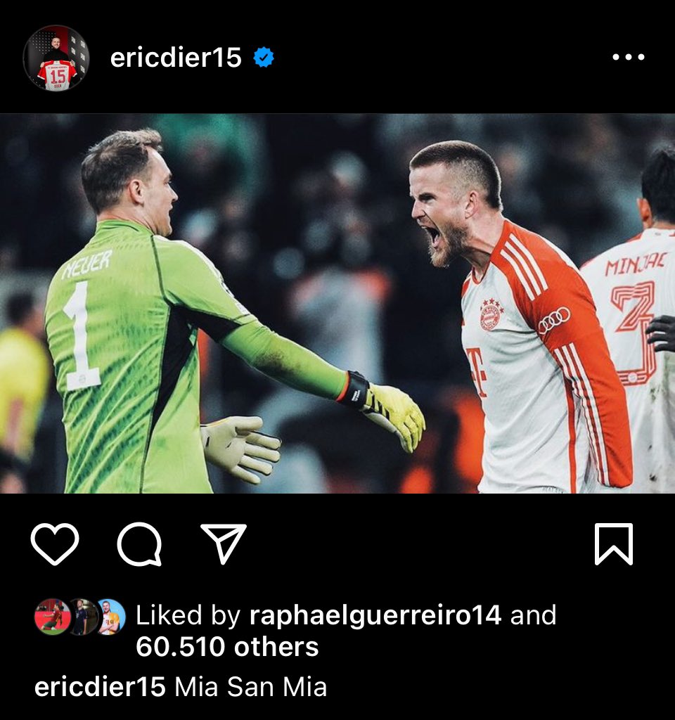 Eric Dier on Instagram: “Mia San Mia”

He loves the club ❤️