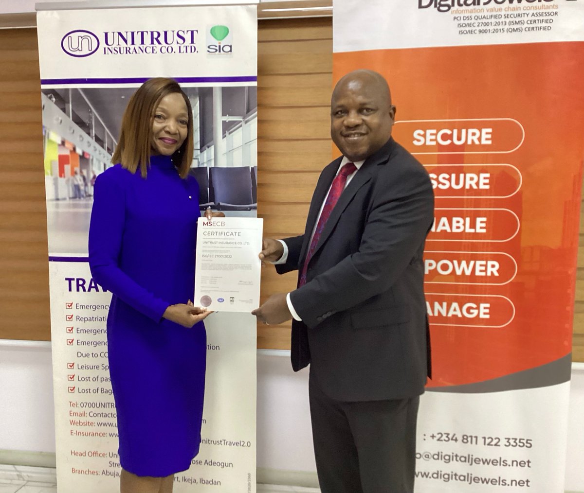 Unitrust Insurance Becomes First Insurer To Achieve ISO/IEC 27001:2022 Certification businesstodayng.com/unitrust-insur…