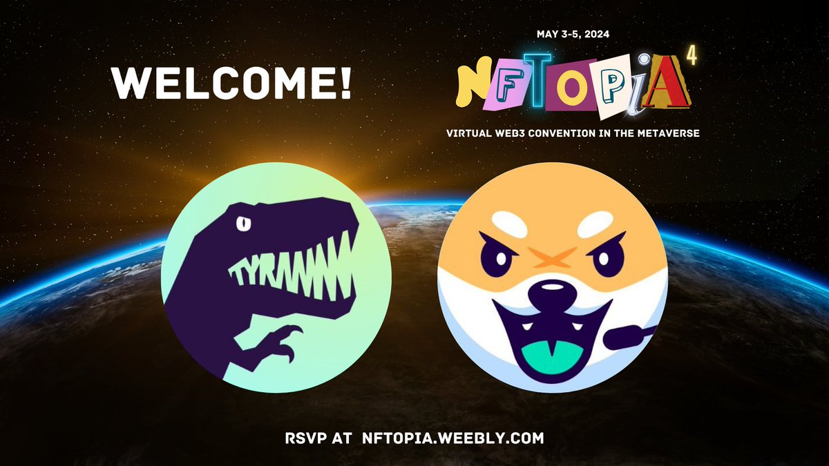 Rawr or $WUF? Let's welcome @tyranno_io and @WUFFI_Inu to NFTOPIA 4!!😍🐶

RSVP at:  bit.ly/rsvp-nftopia4

#nftopia4