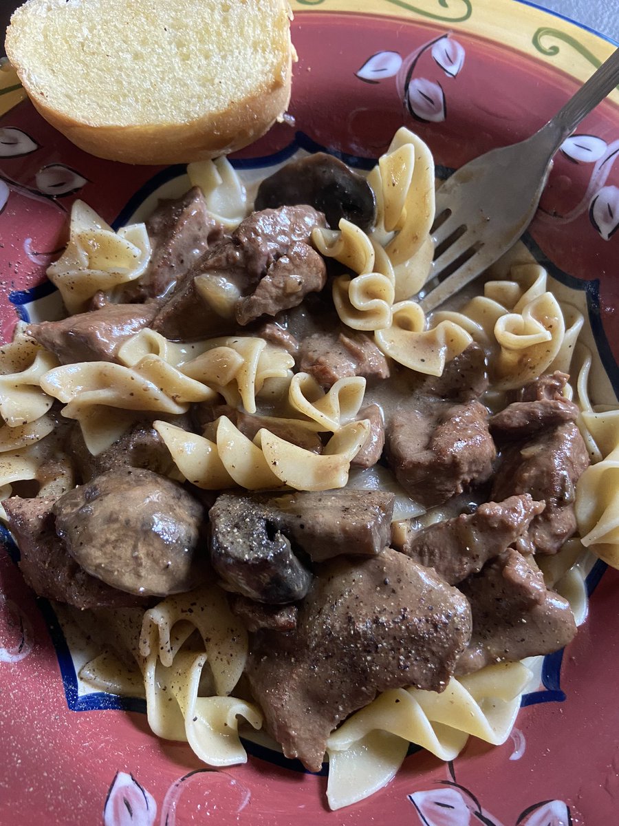 Beef tips over rice in the slow cooker only its venison tips..well and egg noodles instead of rice. But whatever. It’s one of the best dishes I’ve made with venison.