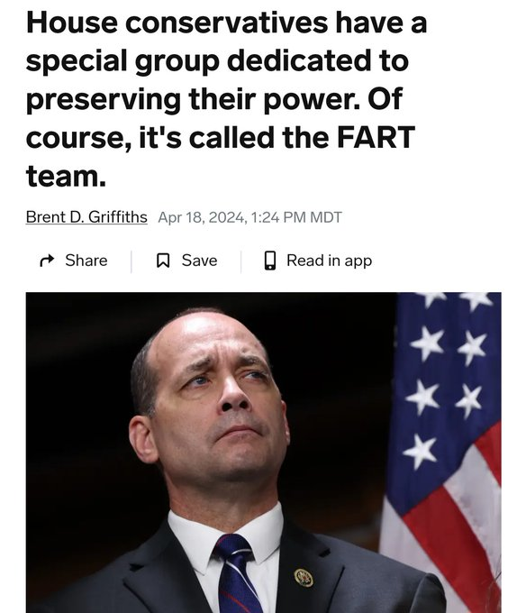 Well, conflatulations on 'FART', House Republicans. You can embarrass US even more. You didn’t think we’d notice the methane to your madness and excremental dysfunction. We noticed! So, get a whiff of this, we're done with MAGA stink! Vote BLUE! #DemsUnited #ProudBlue #wtpBLUE
