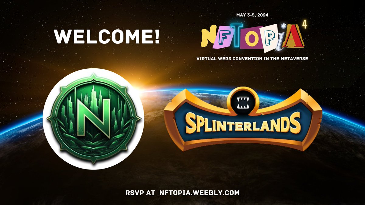 The weekend is going to be stacked for NFTOPIA with @NanotopiaGame and @splinterlands joining us this May 3-5, 2023! 😎

RSVP at:  bit.ly/rsvp-nftopia4

#nftopia4