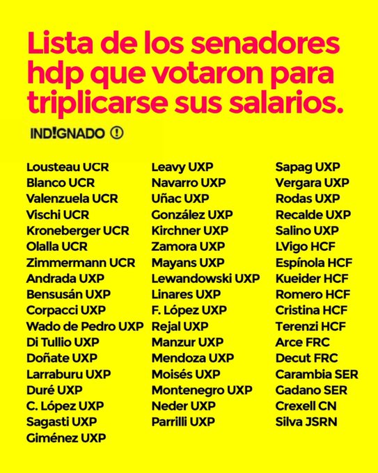 Finalmente está disponible la lista de senadores soretes. El PRO y LLA no avalaron el aumento. Muchos radicales tampoco. Peronistas, provinciales y kirchneristas a full.