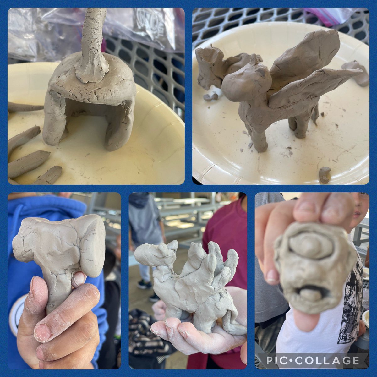 JRotblum's tweet photo. Helm of Darkness, Hephaestus hammer, a Cyclops, and a pair of Pegasi….Can you guess which book series we are reading? Our Rick Riordan after school fan club is in full force @laspositaslions #LHCSD https://t.co/fUNQzT2SAH