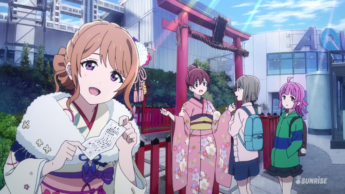 Zacharylion's tweet photo. 【アクアシティお台場神社】
「ENJOY IT！」で登場する神社。
芝大神宮から分霊したもの。

埋立地には存在し得なかった神社が商業施設に佇む様子は、お台場らしい光景なのかもしれませんね。
#虹ヶ咲 #虹ヶ咲聖地小ネタ https://t.co/Zc85WufHsi