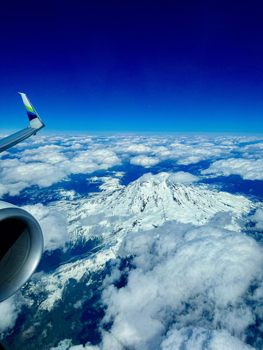 As Pacific Northwest as it gets Tahoma and @AlaskaAir 💚💙 @MountRainierNPS @MtRainierWatch @visitmtrainier @MountRainierWA @IsMtRainierOut