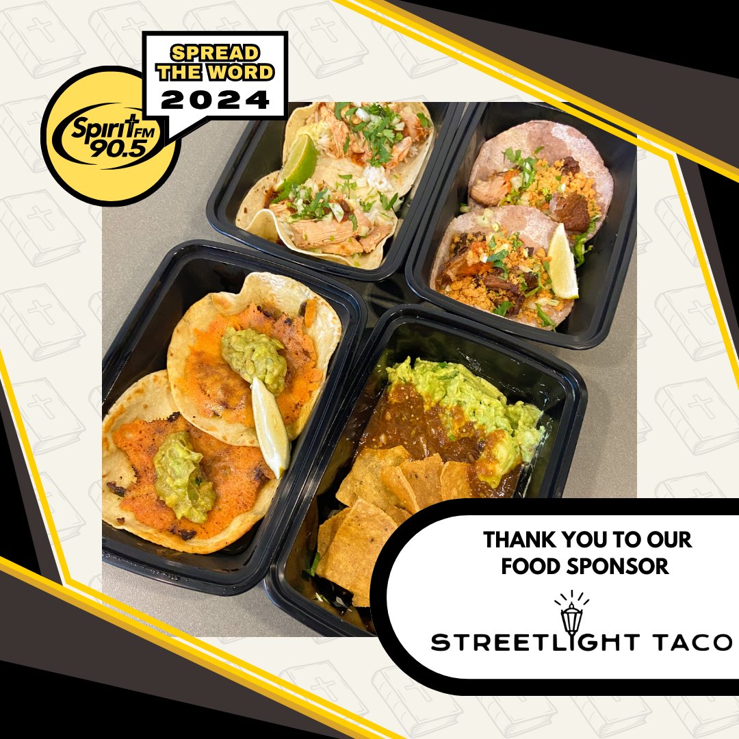 Thank you to Village Inn on N. Dale Mabry and Streetlight Taco on Henderson Blvd for being our food sponsors for today! They provided amazing food for our volunteers and staff. Be sure to thank them for their support of Spirit FM when you visit! 🙏 #STW2024 #SpreadTheWord2024