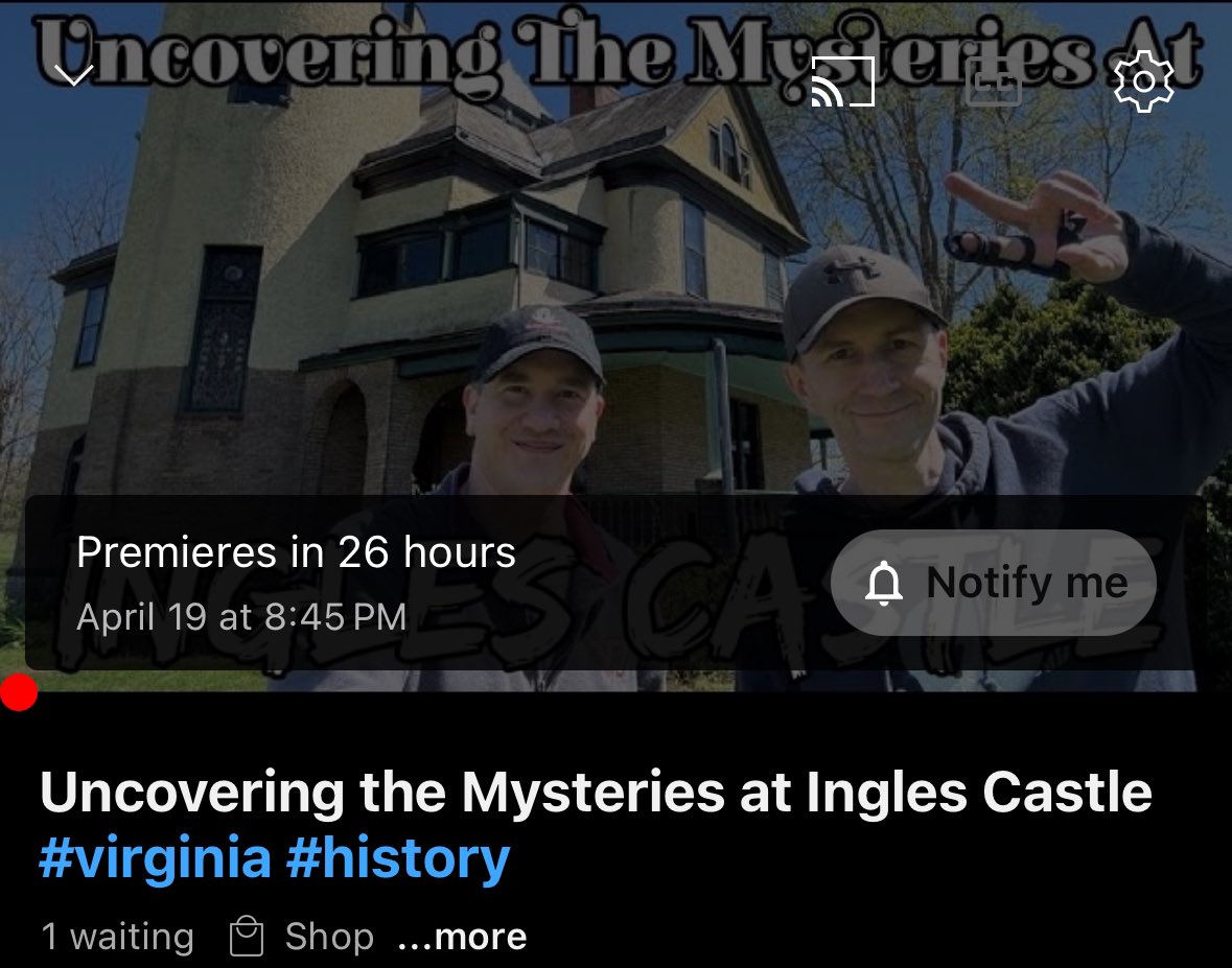 We’ve got a BRAND new video premiering tomorrow on Ingles Castle-La Riviere! It’s crammed full of awesome history and a tour of the building. All in an effort to raise funding for its roof repairs! Be sure and join us on our channel tomorrow night at 8:45PM EST! #Virginia