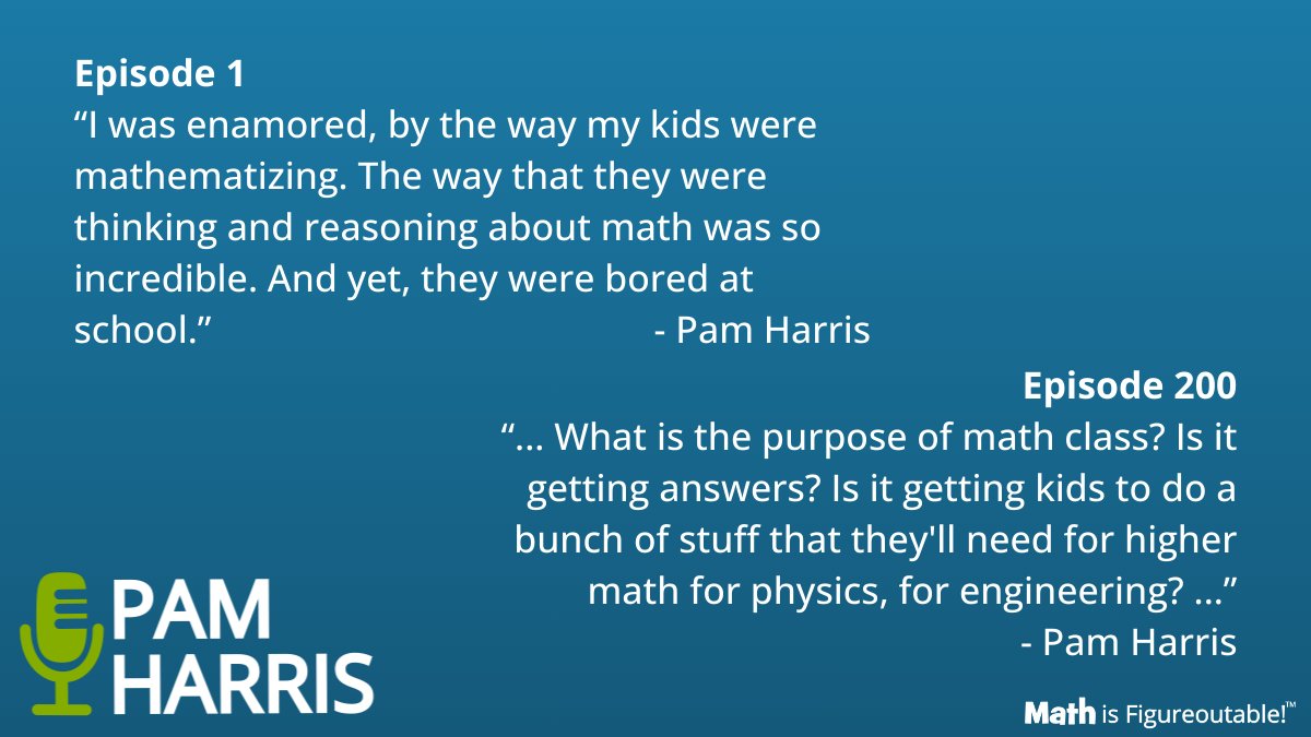 Through each of 200 episodes we advocate helping students think and reason their way through math. Has your math class changed since listening to the podcast? bit.ly/mathpcast200 Who has listened to all 200 episodes? #MathIsFigureOutAble #MathChat #MTBoS