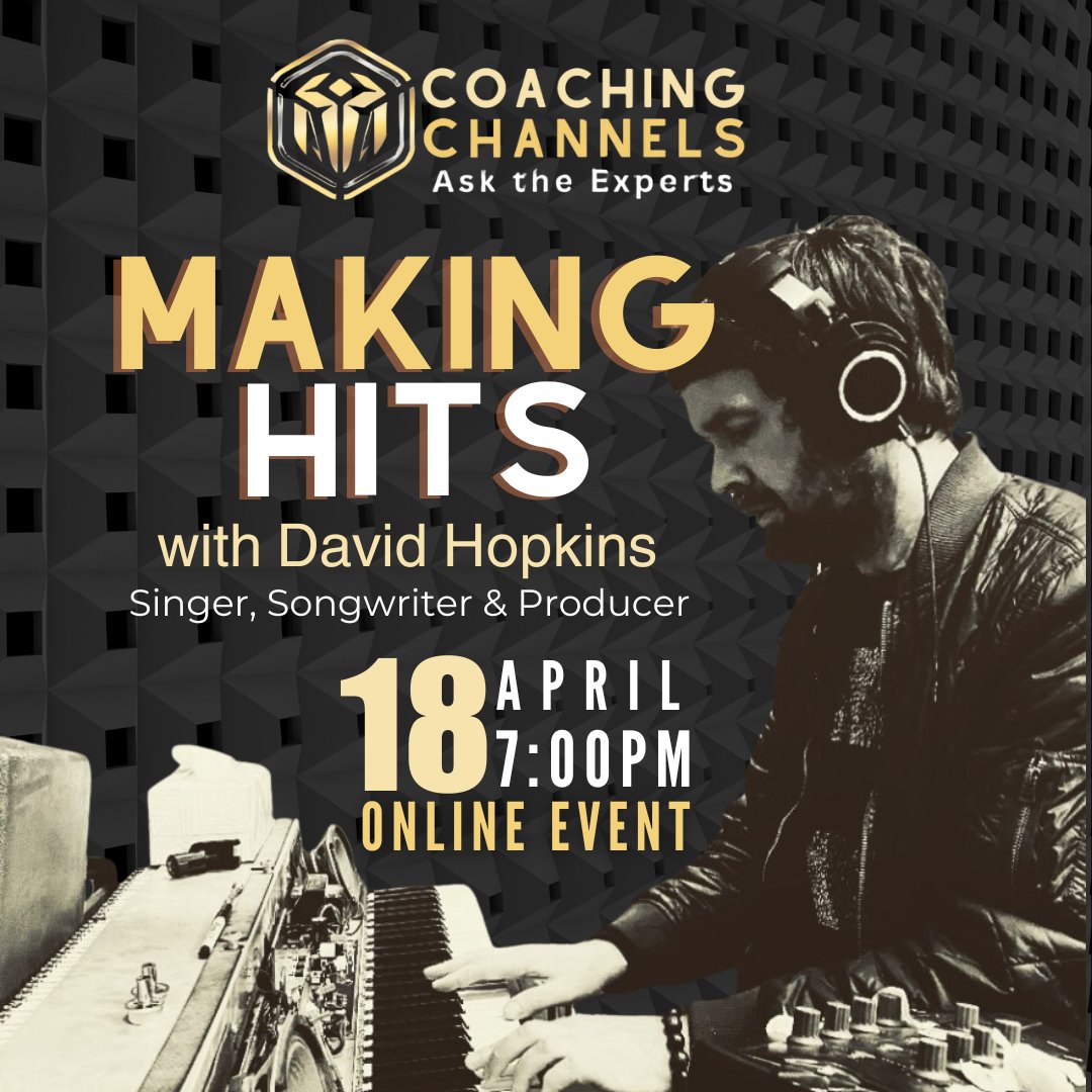 🎶 TONIGHT: Making Hits with the multi-talented singer, songwriter, and producer David Hopkins is at 7PM PST/10PM EST! 🎵🔥 Don't miss this one! #musicevent #musicproducers musicalliance.com/rsvp