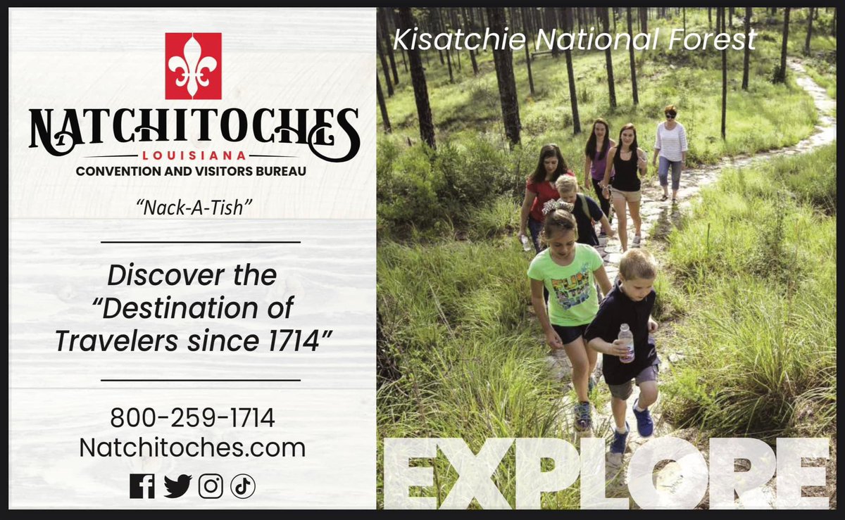 Happy National Exercise Day! Take a ride out to our beautiful Kisatchie National Forest and get your steps in! There are numerous trails to enjoy for all levels. #GoNatchitoches #hikingtrails #NationalExerciseDay #kisatchienationalforest