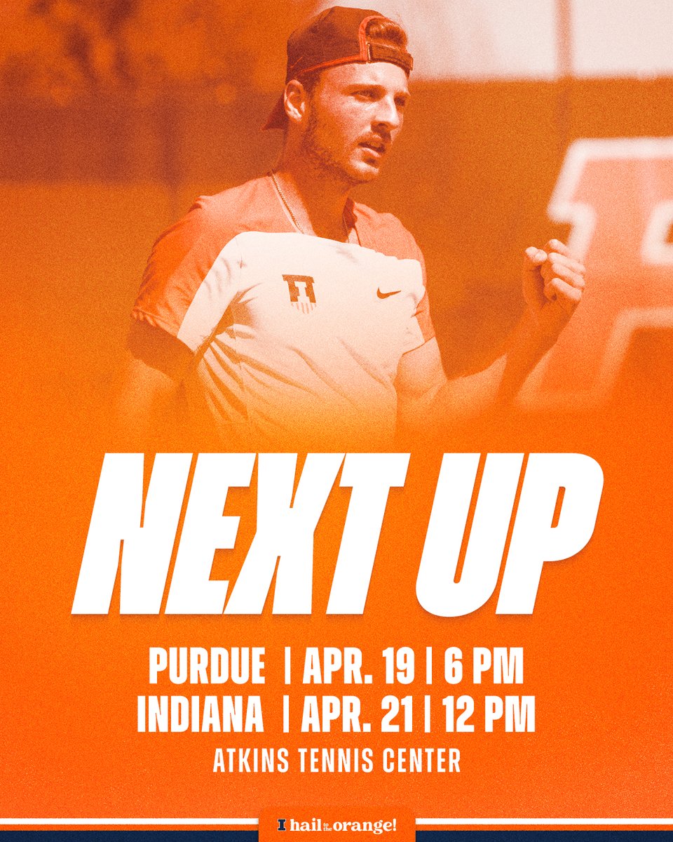 Last home matches of the regular season 🆚 Purdue, Indiana 📍Urbana, Ill. | Atkins Tennis Center ⏰ 12 p.m. CT (Purdue), 6 p.m. CT (Indiana) 📈 ow.ly/bEpC50RixH9 📺 ow.ly/Gvyx50RixHb #Illini // #HTTO