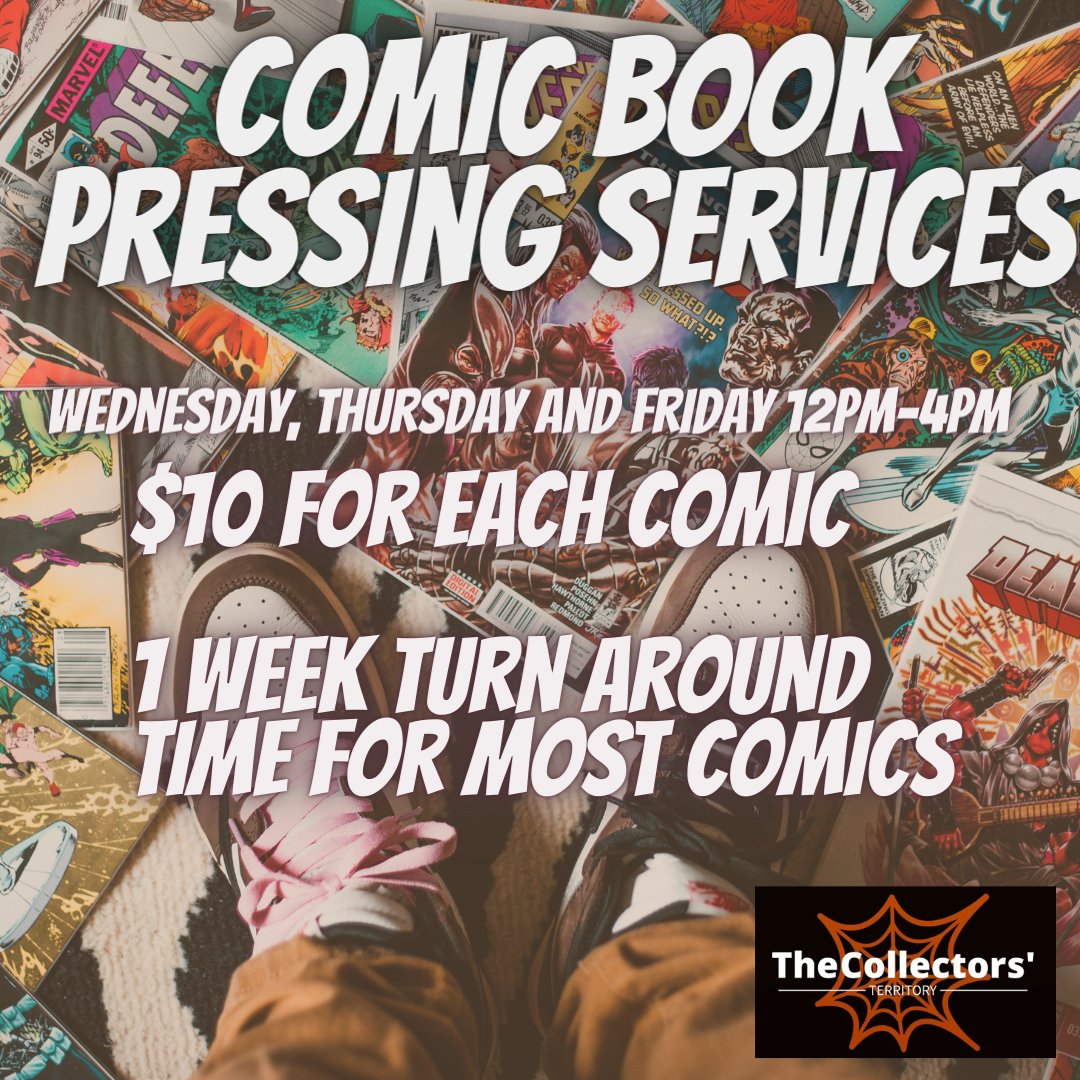 #ComicBookPressing services start at $10 per comic with a 1 week turnaround time! Bring in your comic book anytime Wednesday-Sunday 12pm-4pm to talk with our comic pressing expert! Or email us at harleystandcomicpress@yahoo.com @TheCollectorsTerritory