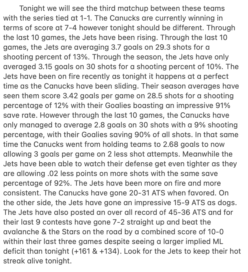 SRCGROUP2K's tweet image. Tonight's NHL &amp;amp; MLB Free Plays

⚾️Diamondbacks +1 (5U)
⚾️Dbacks ML +136 
⚾️Dbacks F5 +0.5
⚾️Dbacks TTO 3.5 
⚾️Giants TTU 4.5 
⚾️Dbacks -1.5 +230 
🏒Jets ML +110 (5U)
🏒Jets TTO 2.5 -140 
🏒Canucks TTU 3
🏒Ducks +2 (5U) *see replies
🏒Ducks TTO 2
🏒Knights TTU 4
🏒Ducks ML +300