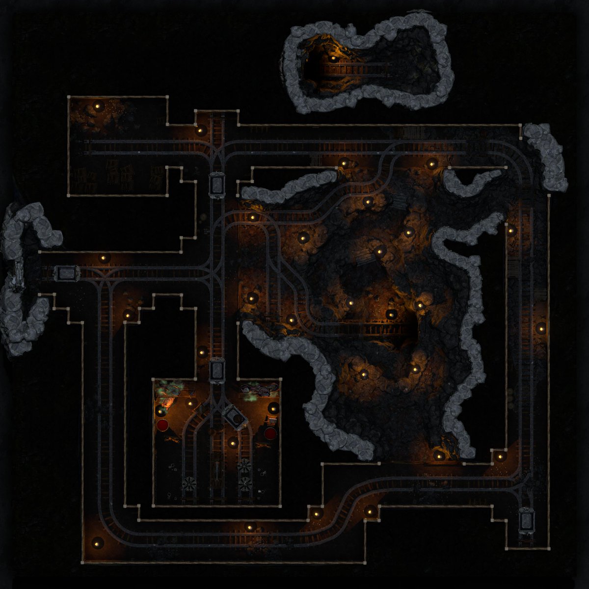 Arch_Novarias's tweet image. Day 615 - Tomorrow I'll try a simpler hallway map which extends the map from a little while back where the goblins first broke through the dwarven guardhouse. Grid Size 42x42 #dungeonalchemist #dnd5e