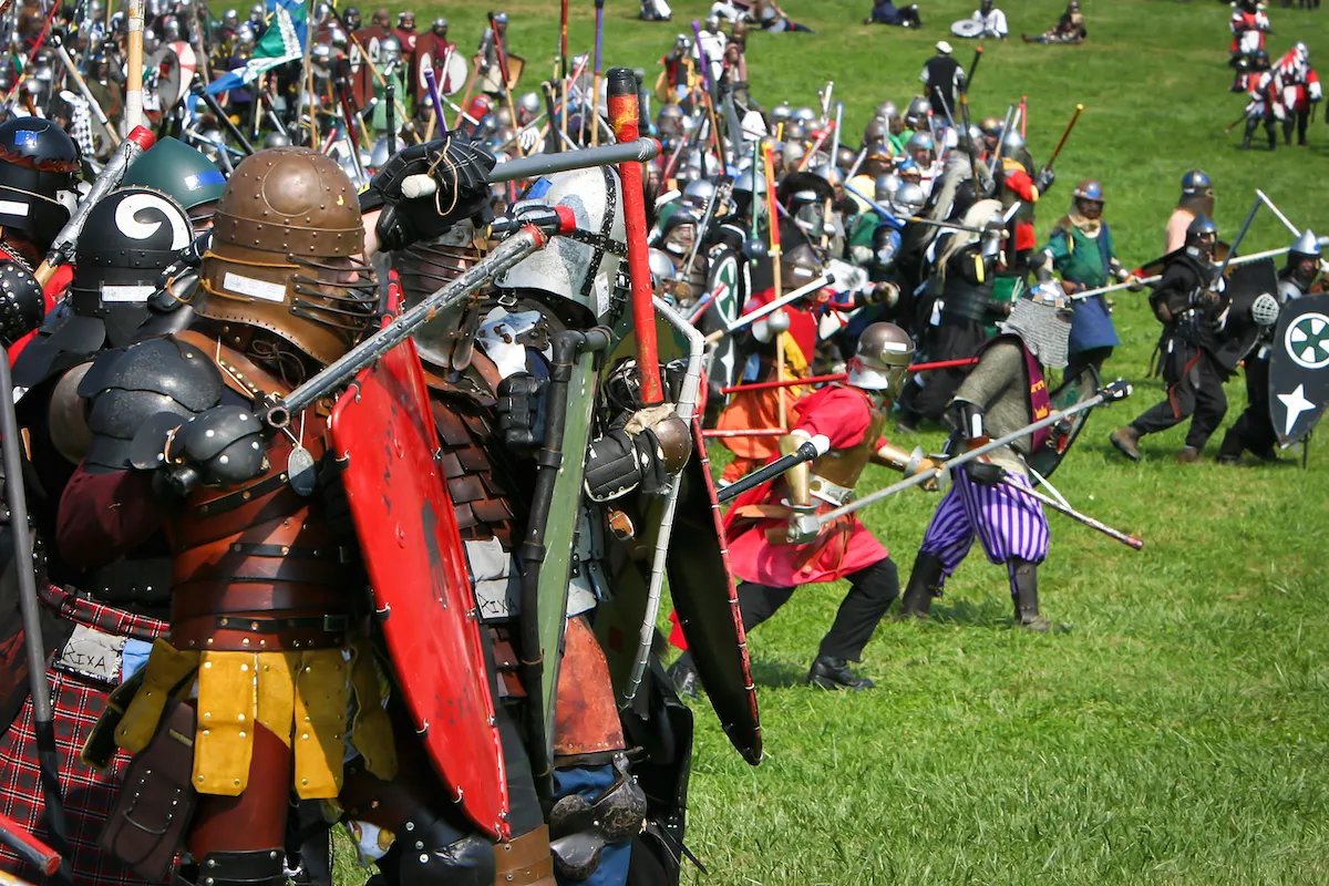 @osgamer74 Can I introduce you to a lovely American pastime known as the SCA? (Pictured, Pennsic War.)