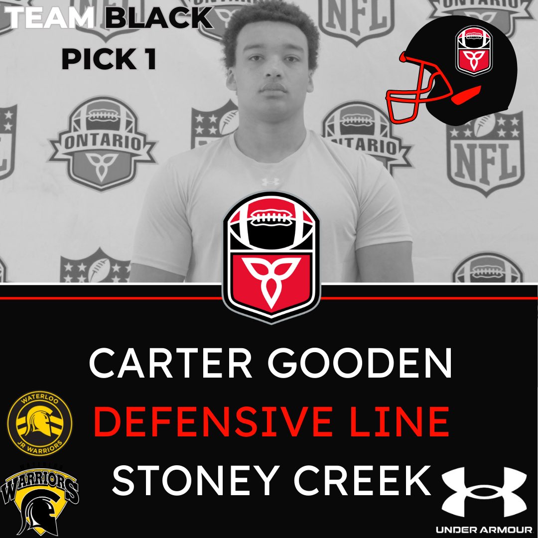 With their first selection, of the 2024 #RedBlack Draft, #TeamBLACK selects DL, Carter Gooden out of Stoney Creek! Welcome to #TeamBLACK #WeAreFootballOntario #ALLIN | #RedBlackWeekend