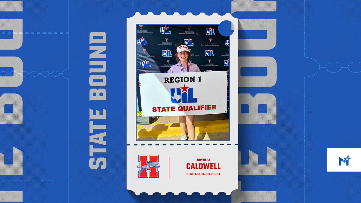 MISD_Athletics's tweet photo. STATE BOUND!!! Congratulations Heritage Jaguar, Brynlea Caldwell (12th) for punching her ticket to the 5A Girls State Golf Championship! Brynlea finished T-9th overall and will compete May 6-7th at Legends Golf Course! Way to go!!!! #MISDProud https://t.co/Olo4P1GfaX