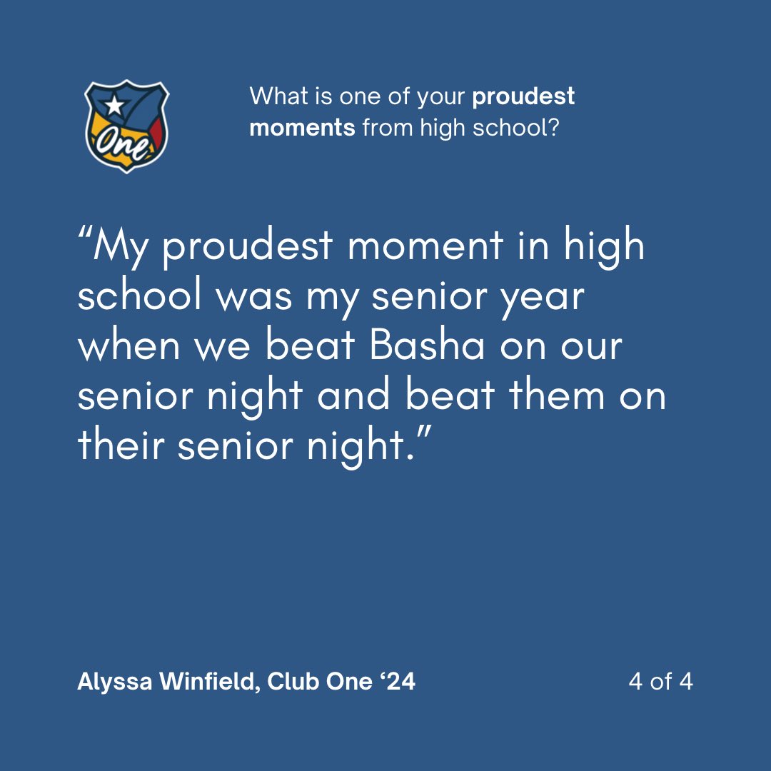 Swipe through for one of Alyssa’s proudest moments from high school!💪 (Alyssa Winfield, Club One Class of ‘24) We’re so grateful for our graduating seniors 💛 Keep checking back this month as we continue to feature our Q&A with each of these special young women. #ONEVBFAM
