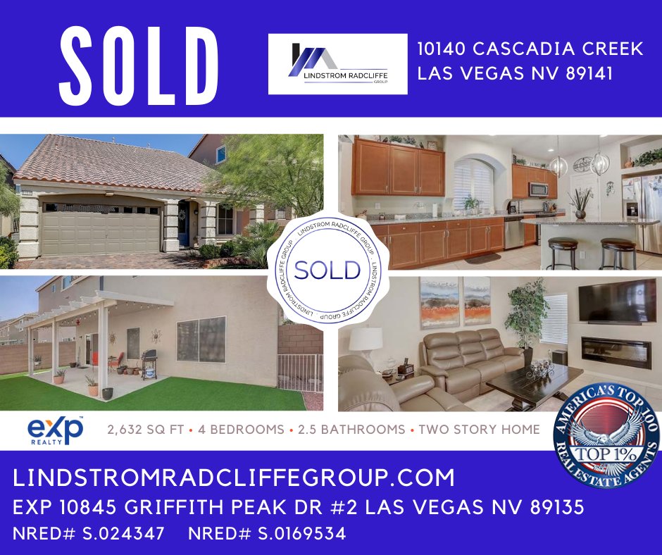 Congratulations to our HAPPY, Sellers!
We are so grateful to announce that your beautiful home at, 10140 Cascadia Creek St, Las Vegas, NV 89141 is #SOLD!
#grateful #LindstromRadcliffeGroup #LasVegasRealEstate #lasvegasrealtor #exprealty