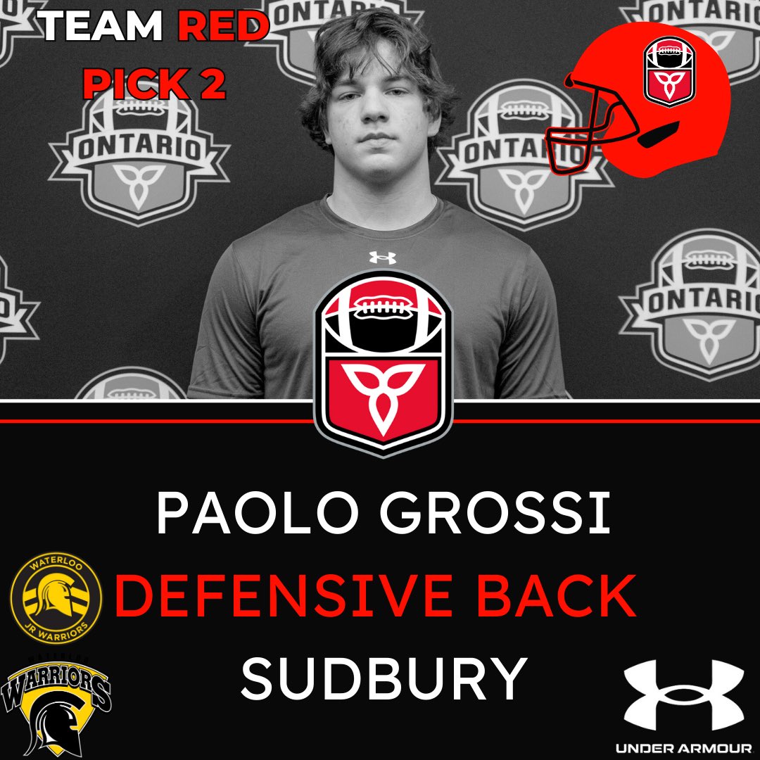 With their second selection, of the 2024 #RedBlack Draft, #TeamRED selects DB, Paolo Grossi out of Sudbury! Welcome to #TeamRED #WeAreFootballOntario #ALLIN | #RedBlackWeekend