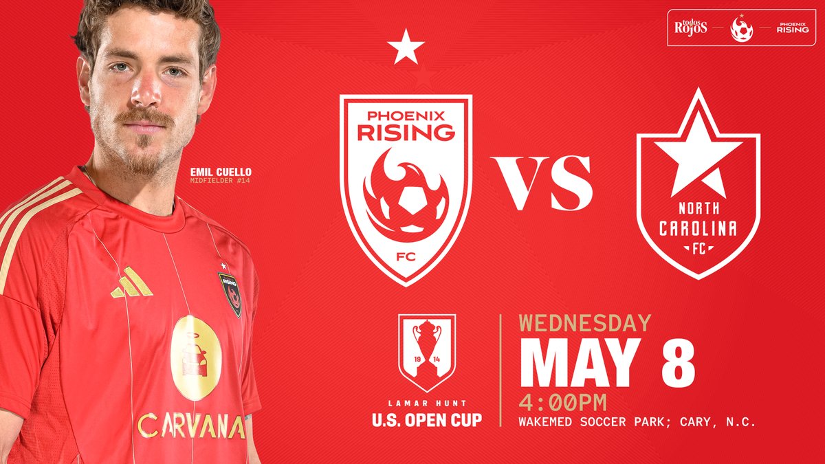Details are set. Our @opencup journey begins in North Carolina. 🗓️ May 8 ⏰ 4 pm 📍Wakemed Soccer Park #TodosRojos