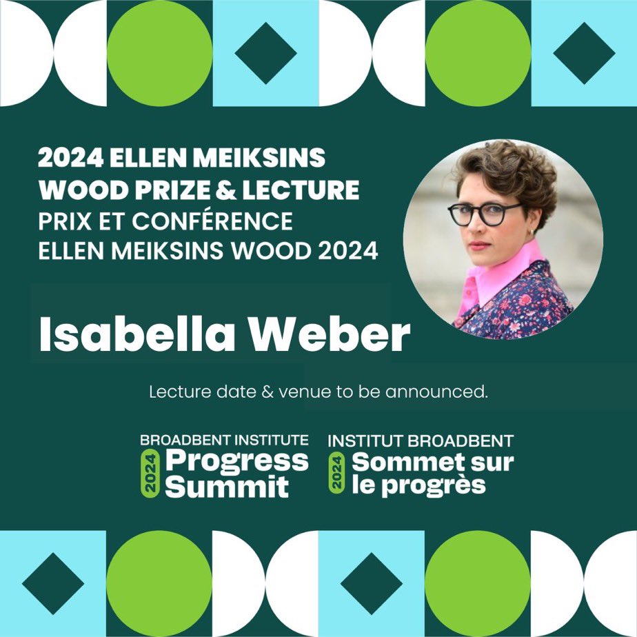 So humbled to be awarded the Ellen Meiksins Wood Prize by the @broadbent Institute. Wood’s scholarship and intellectual ambition are such an inspiration. Thank you for this incredible honor!