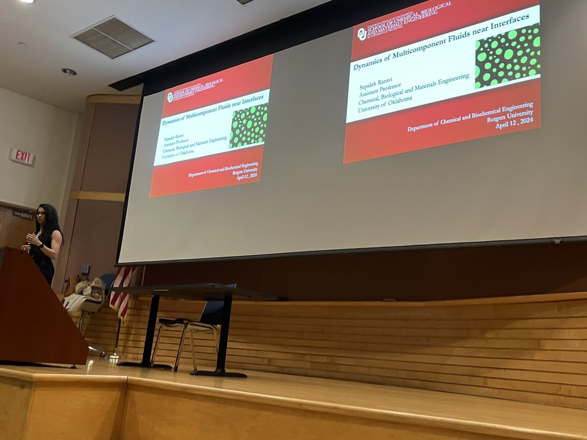 PSLRutgers's tweet photo. Hosting Dr. Sepideh Razavi from Uni. Of Oklahoma who gave a great talk on the dynamics of multi component complex fluids as part of the CBE seminar series. Look forward to catching up again at AIChE. https://t.co/qmLPUux1ra