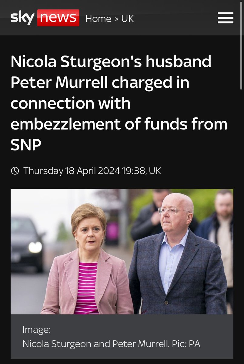 Not just re-arrested.
SNP stalwart Peter Murrell has been charged with embezzlement.