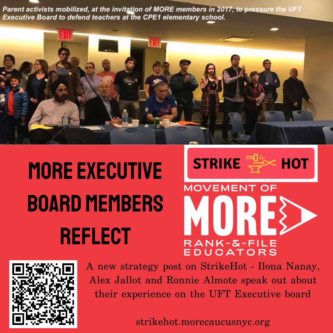 Check out the latest post from STRIKEHOT - an in-depth interview from our @UFT eboard representatives, Alex Jallot, Ilona Nanay, & Ronnie Almonte.  Lots of interesting insights on our experience in this corner of UFT leadership.  Please read and share! strikehot.morecaucusnyc.org/more_members_o…