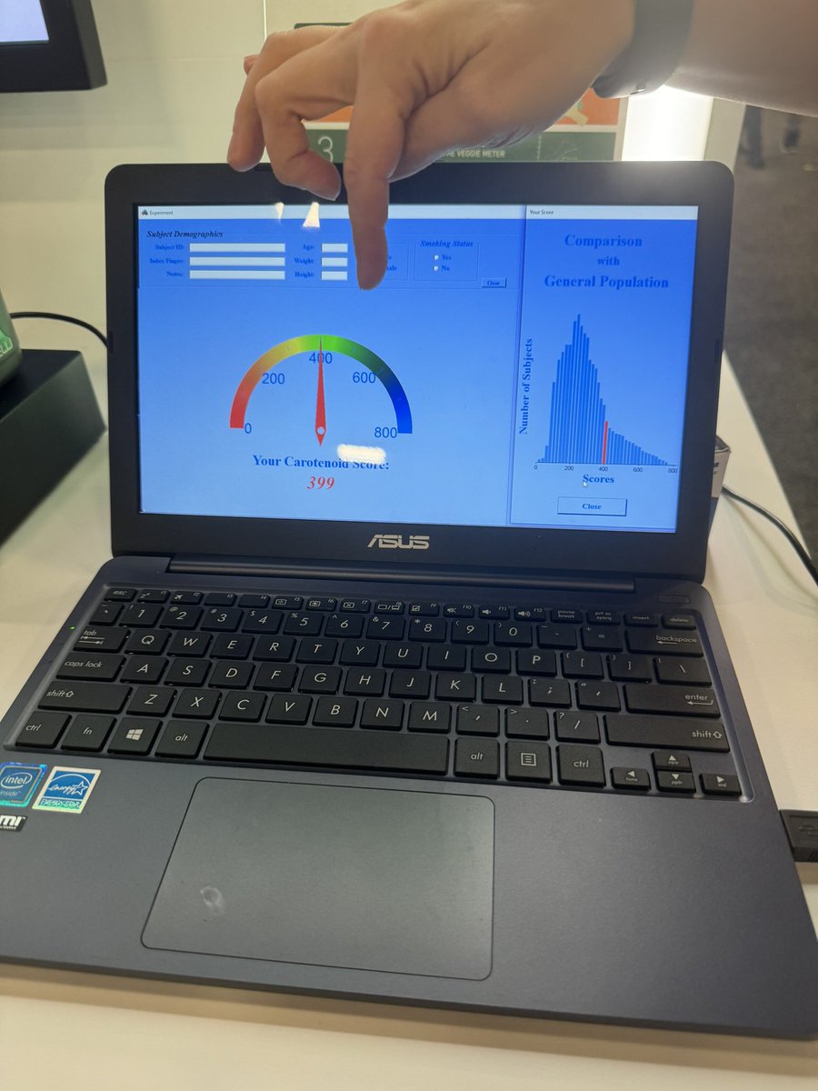 The Veggie Meter 🌱🥑 Measures how much fruits & veggies you have eaten in the last month through the pigments in the fat pads of your fingers! @SylvesterCancer @DrTracyECrane #emergeamericas2024