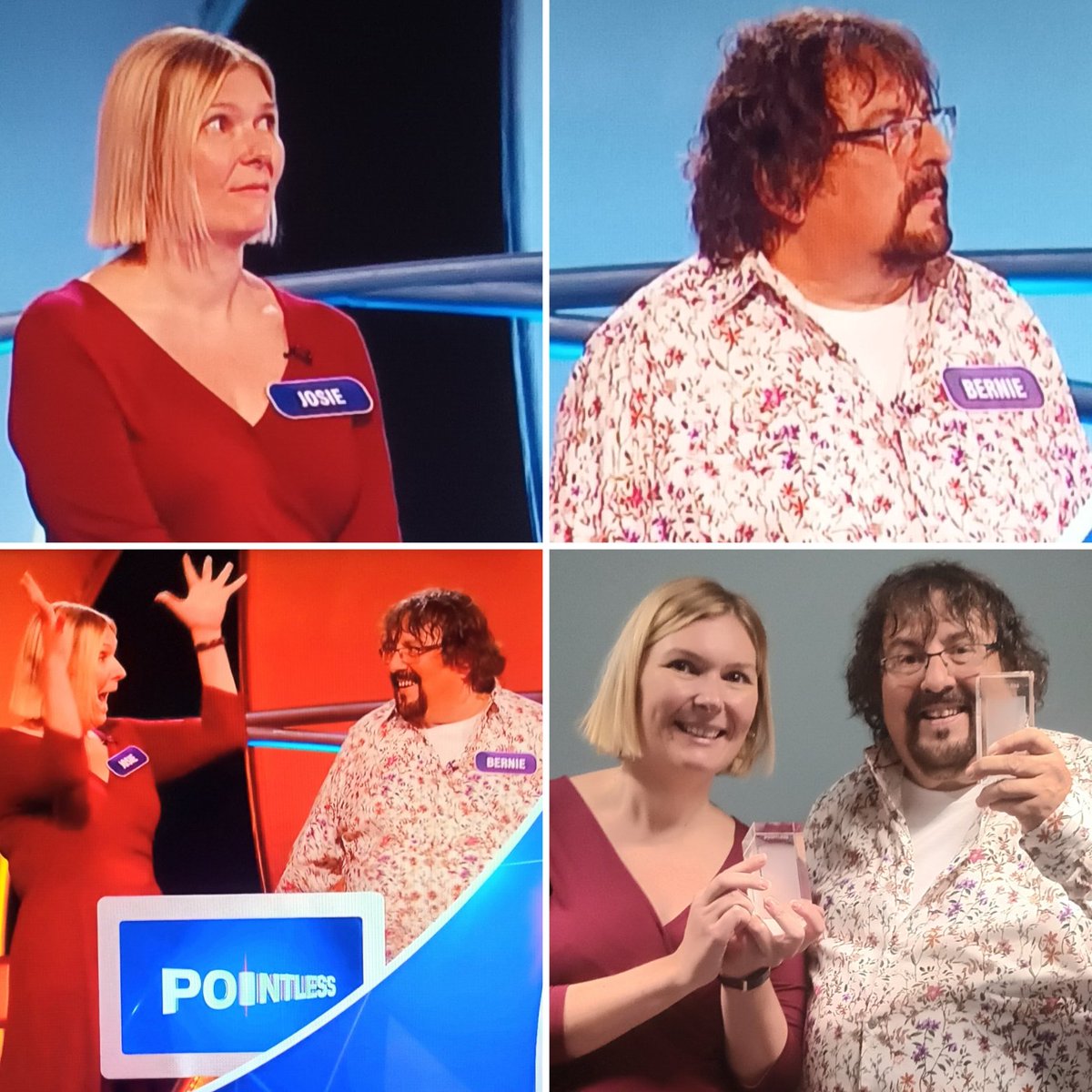 🎶 WE ARE THE CHAMPIONS 🎶 Wow, what a team! Cheers @BernieWinston9 what a Pointless partner 🤣 Such an exciting episode! Honestly thought we were going out at several points though. Catch up on all the drama on @bbciplayer WOOHOO!!!! #pointless