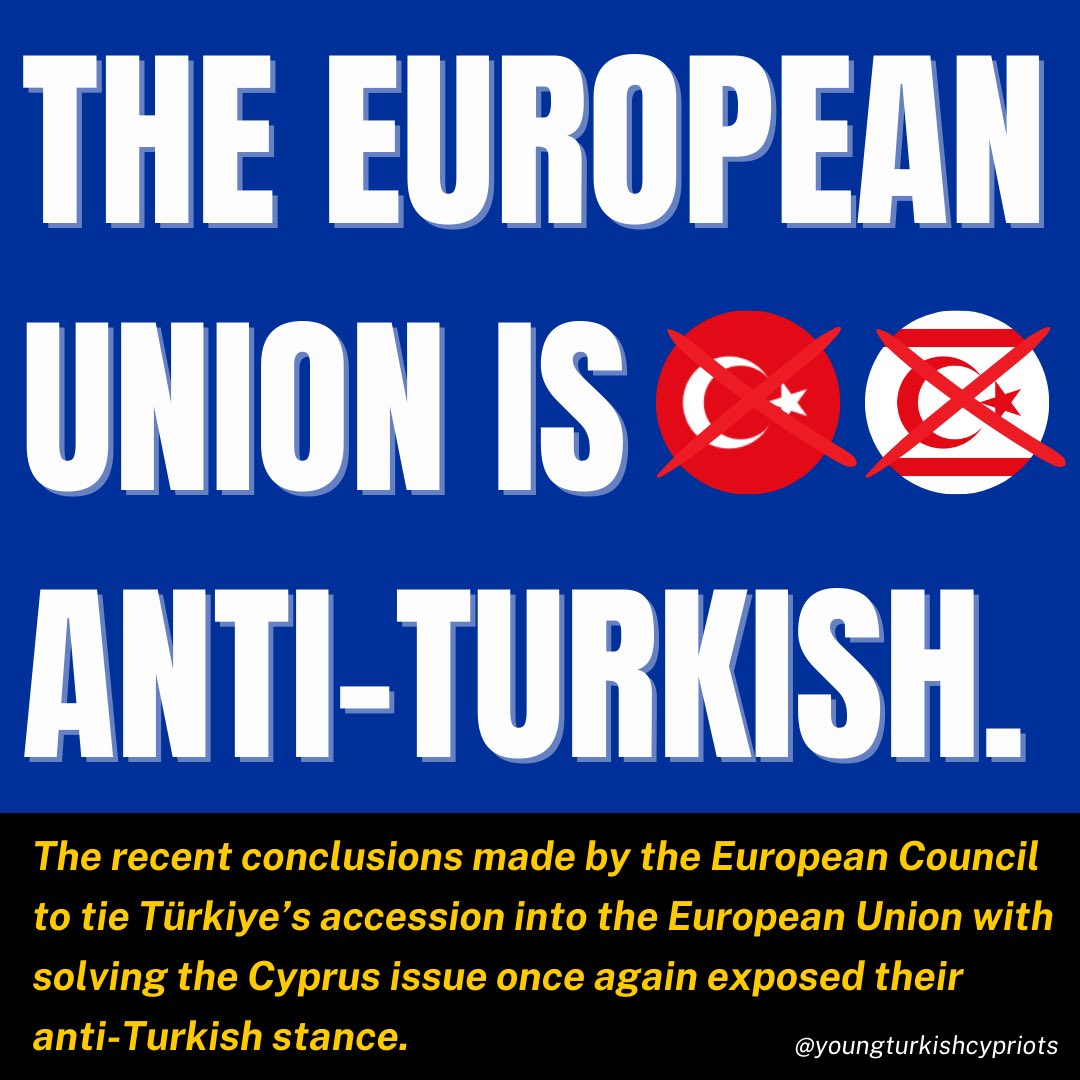 The illegal accession of the Greek Cypriot administration into the EU is one of the main reasons there has been no formal settlement in Cyprus. Their EU membership has entrenched their intransigence & complete unwillingness to negotiate fairly with the Turkish Cypriots. 🇪🇺❌🇹🇷