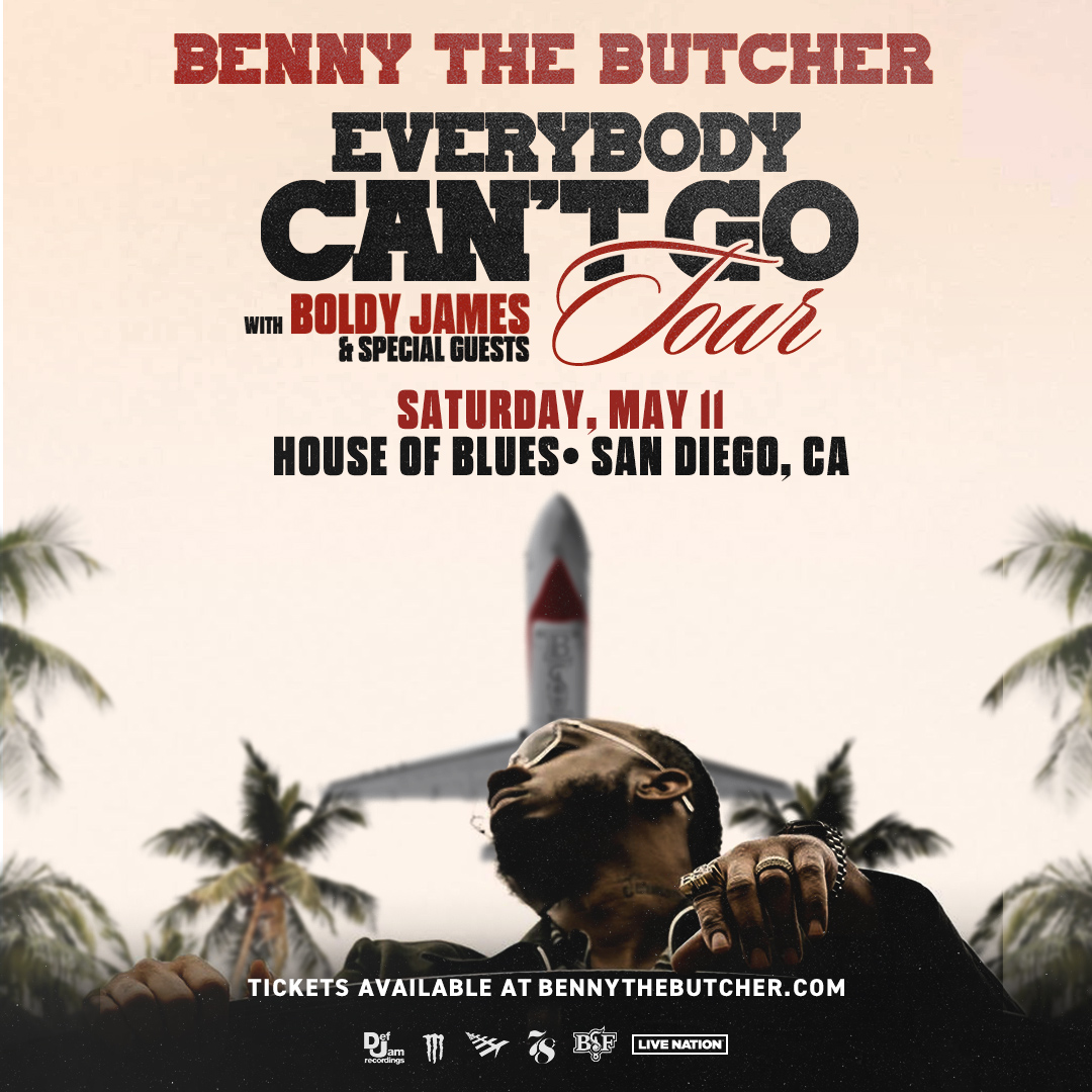 COMING SOON! Benny the Butcher will be in the house on 5/11 for the Everybody Can't Go Tour w/ special guest Boldy James! Tickets are still available, get yours here: livemu.sc/3UmBtaH @BennyBsf @boldyjames