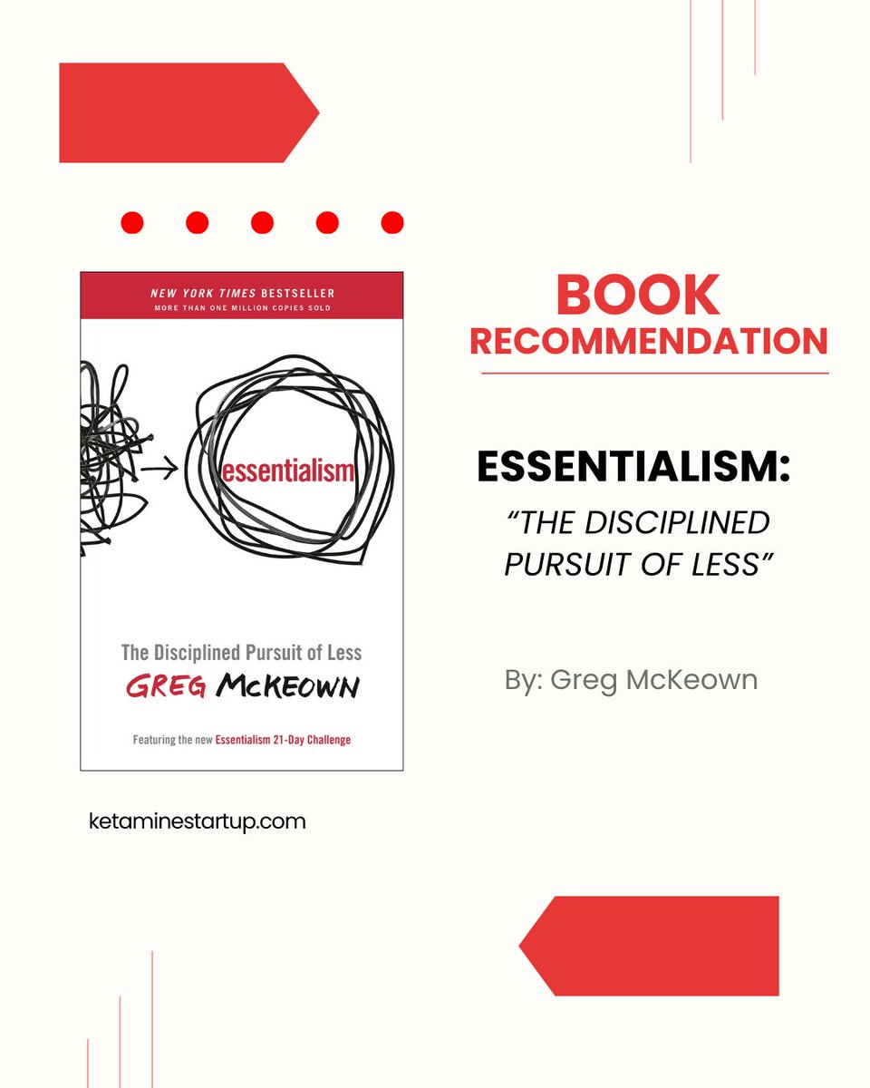 This book is all about FOCUS. Along with having courage when you first start your ketamine clinic, you also need focus. Have you read it?

#GregMcKeown #Essentialism #KetamineStartUpReads #BusinessMindset #PhysicianEntrepreneur #ExcellentAdvice #BusinessResource