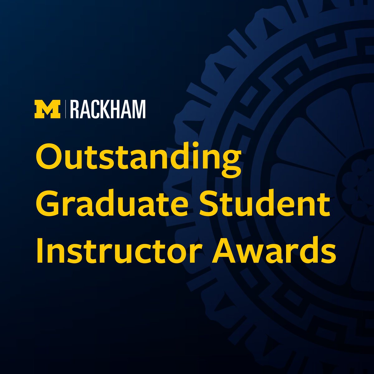 🎉 Congratulations to all of the 2024 Outstanding Graduate Student Instructor Awardees: myumi.ch/3QRdA GSIs play a crucial role at U-M, bringing creativity, inspirational commitment, and intellectual excitement to undergraduate students. #UMich #GradSchool