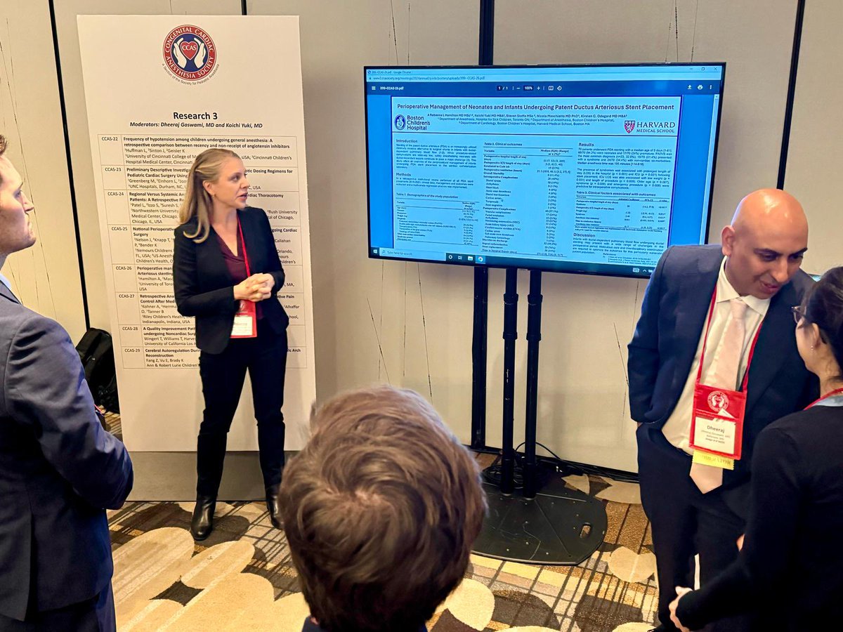 Congrats to our department for their strong work at the annual meetings for @PediAnesthesia @PedsPainMed & @PedsCardiacAnes! -Dr Rebeca Hamilton and fellows Dr Kumi Kataoka and Dr Milca Schmidt presented several abstracts at CCAS #PedsAnes24 #SPPM2024 #ccas2024