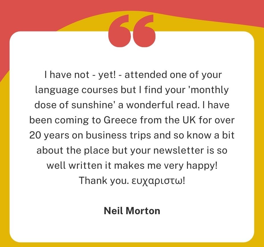 OmiloHellas's tweet photo. Our Monthly Dose of Sunshine will be in your inbox by tomorrow. News about Omilo, and articles about Greek Language and Culture, in Greek and English. Not yet subscribed? Then you are welcome to do so...it is free; https://t.co/vhTNJrZ3tV https://t.co/dGkxX0P8LE