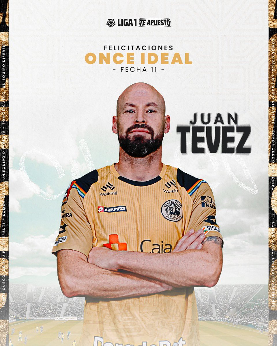 🤩 ¡Felicidades, Juan Tevez! 🌟 

Ha sido reconocido por tu destacada actuación en el once ideal de la fecha 11. 

Tu dedicación y habilidad en el campo son un orgullo para todos nosotros. ¡Sigue brillando con el Cusco! 💪⚽️💛 

#OnceIdeal
#SomosCusco 
#UnEquipoDiferente
