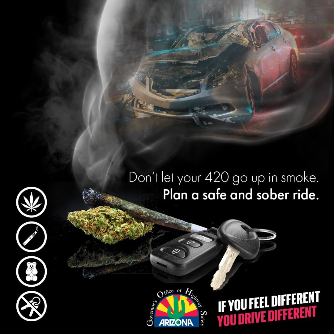 4/20 sees a high rate of marijuana use. We’re going to be blunt — stay off the roads if you are impaired. 😮💨=🚫🚙

If you feel different, you drive different.

#Arizona #ImpairedDriving