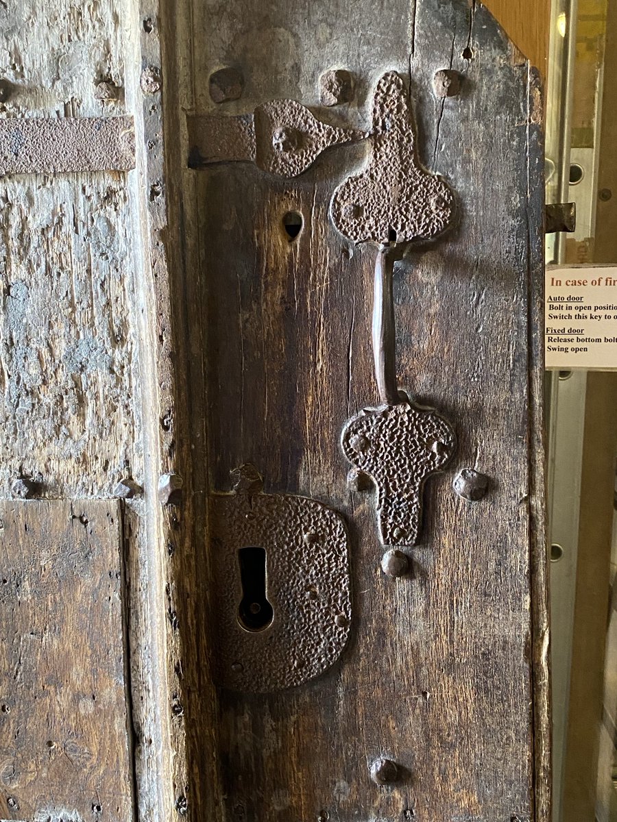 #IronworkThursday lock and hinges on the door at Malmesbury Abbey
