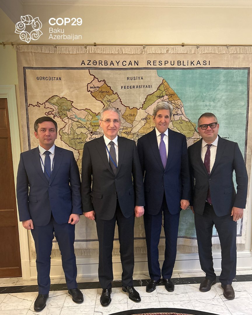 President-Designate Mukhtar Babayev and the #COP29 leadership team welcomed @JohnKerry to the @azembassyus during the #IMFMeetings to discuss the ambitious action we must undertake together this year to ensure a livable planet for years and generations to come