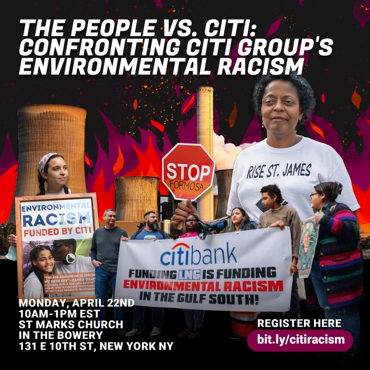 🌍✊ Join us in confronting environmental racism! Attend The People Vs. Citi: Hearing on Environmental Racism on April 22nd in NYC. Let's hold @Citi accountable for perpetuating the climate crisis. Register now: bit.ly/citiracism #EnvironmentalJustice