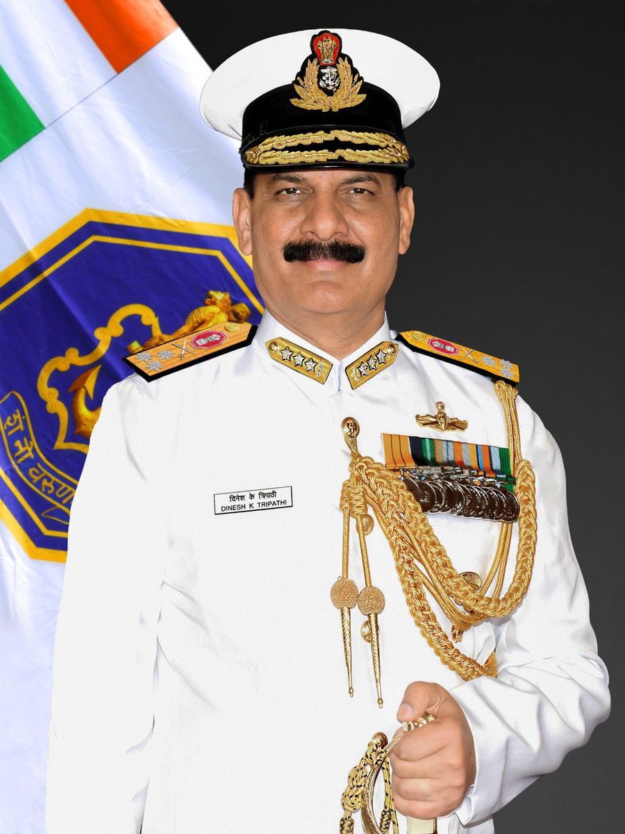 #NewNavyChief 
Vice Admiral Dinesh Tripathi has been appointed as the next Indian Navy chief. VAdm Tripathi is presently the Vice Chief of Navy Staff. He has a career spanning 4 decades. He will assume his new office on April 30. #DefenceWatch